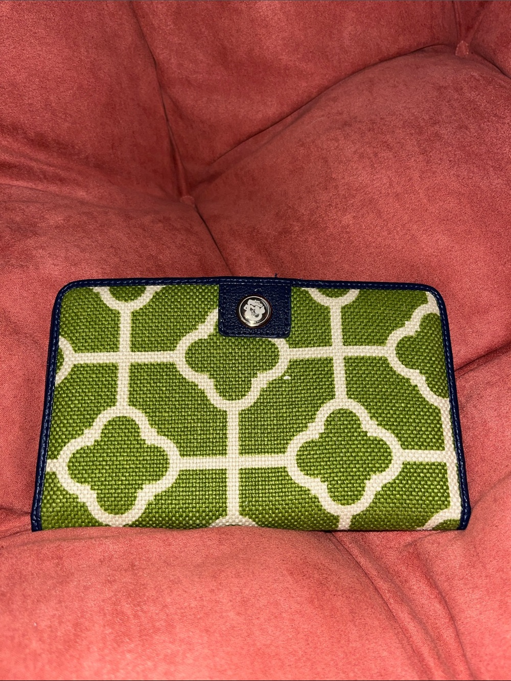 Spartina 449 Green and Navy Geometric Canvas Wallet